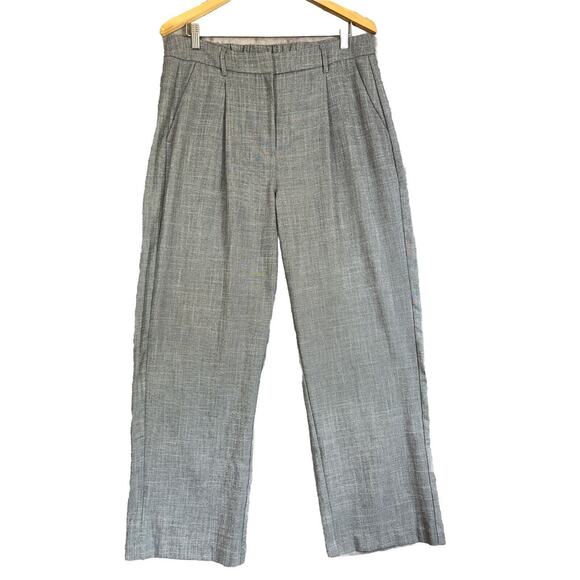 OLD NAVY Trousers Large High Waisted Taylor Wide Leg Grey Plaid Full Length Pant - Picture 1 of 11